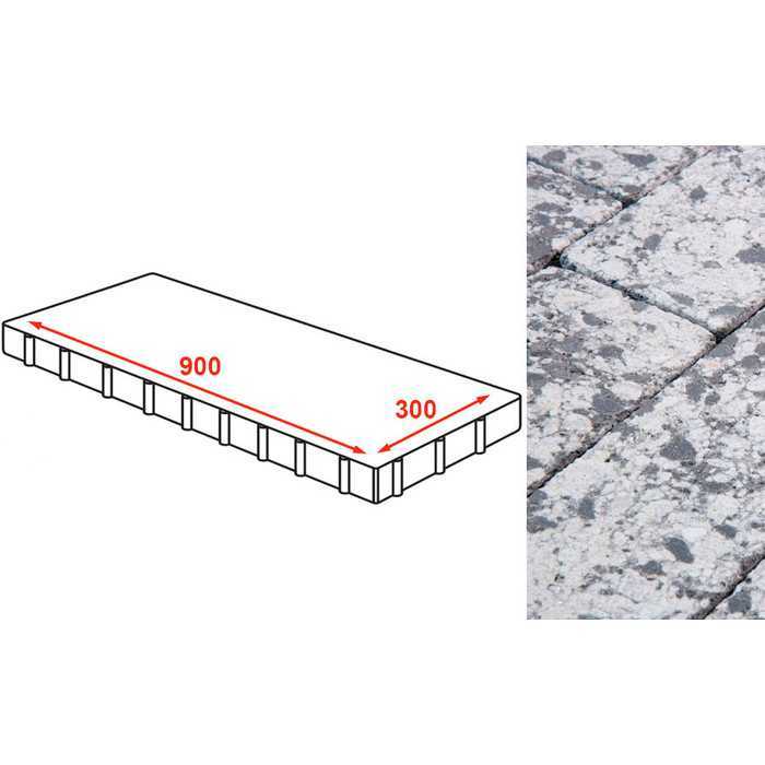 Плита тротуарная Готика Granite FINERRO, Диорит 900х300х80 мм